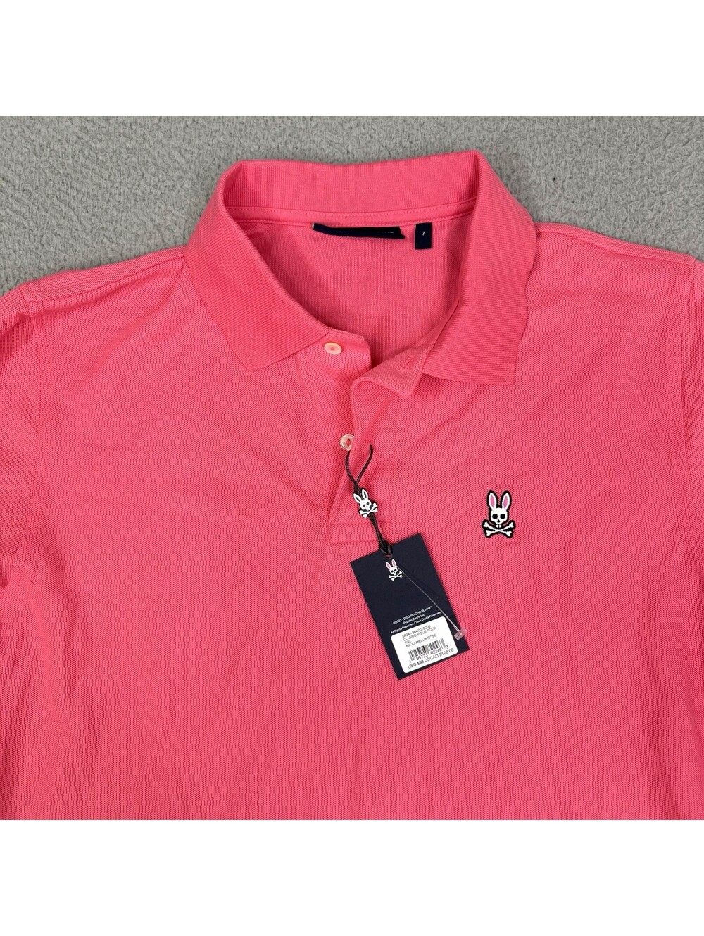 NWT Psycho Bunny Camellia Rose PIQUE Pima Cotton Polo Shirt Men's 7 XL PINK